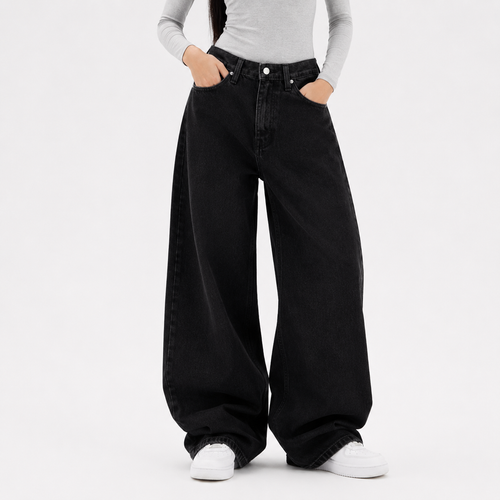 Baggy Fit Raw Black Jeans