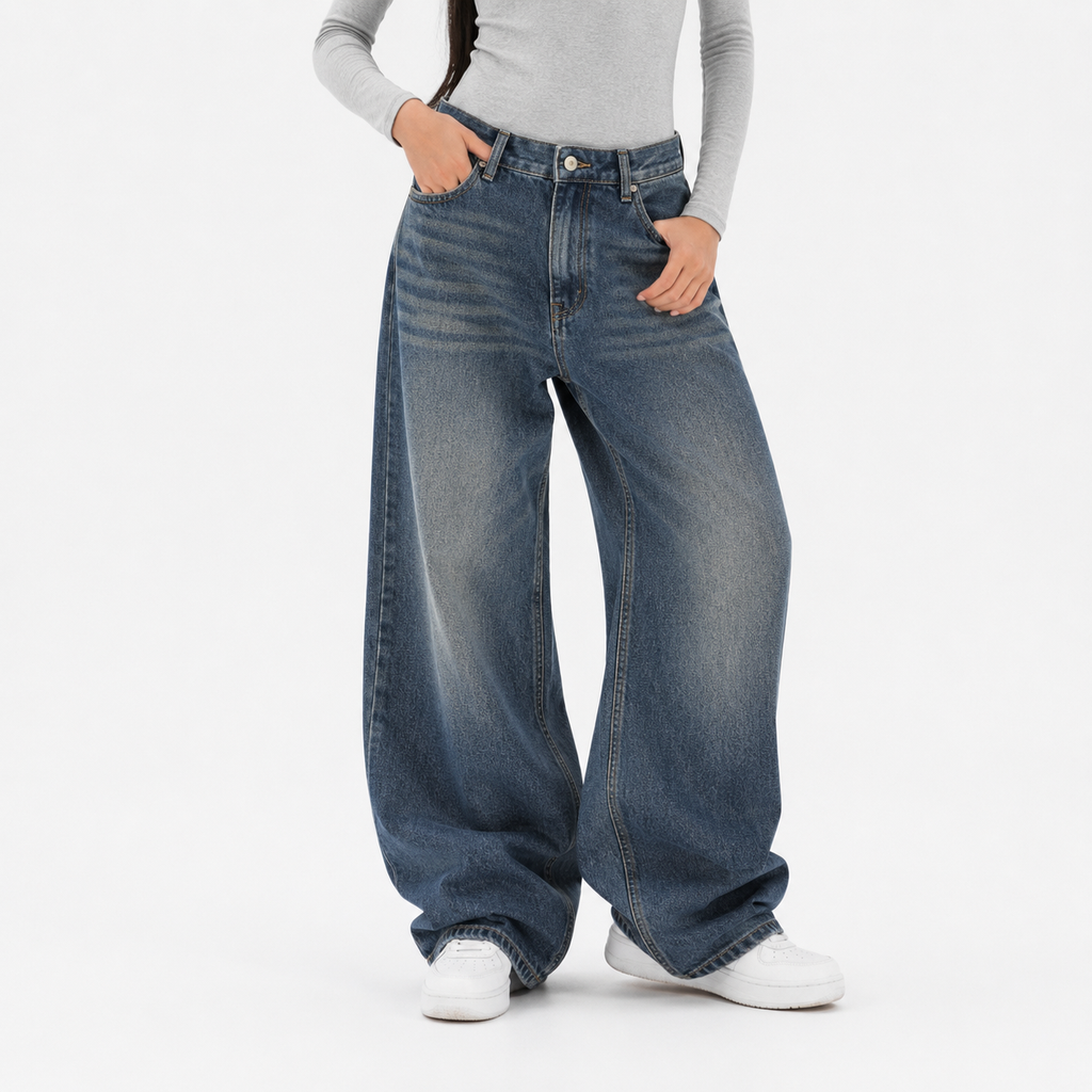 Washed Blue Baggy fit DENIM JEANS