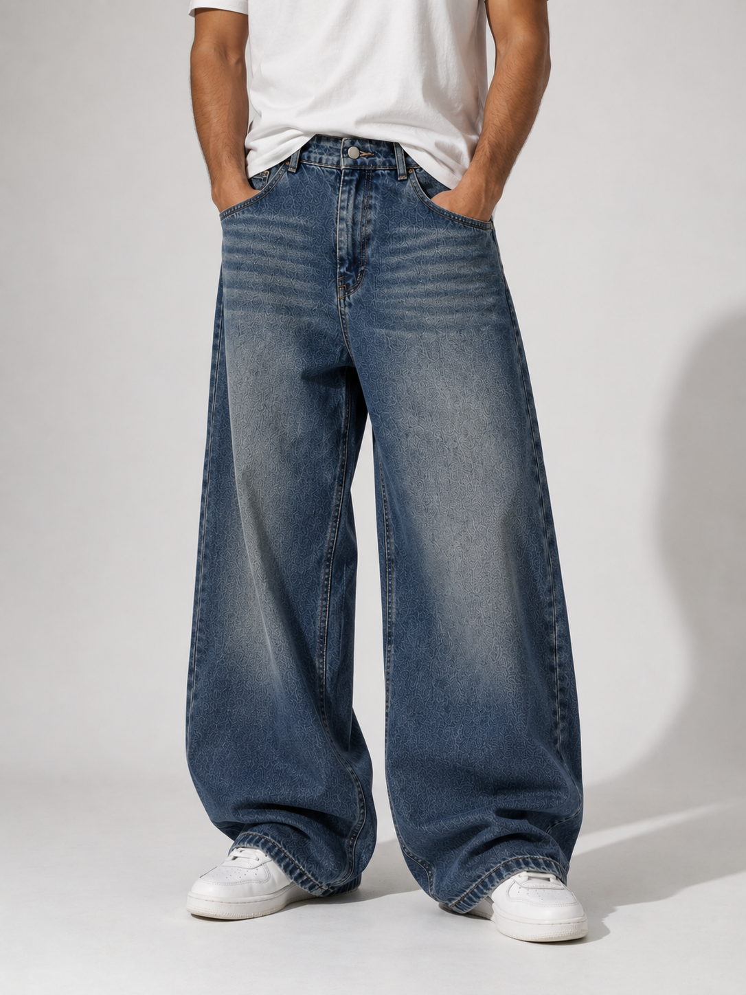 Washed Blue Baggy fit DENIM JEANS
